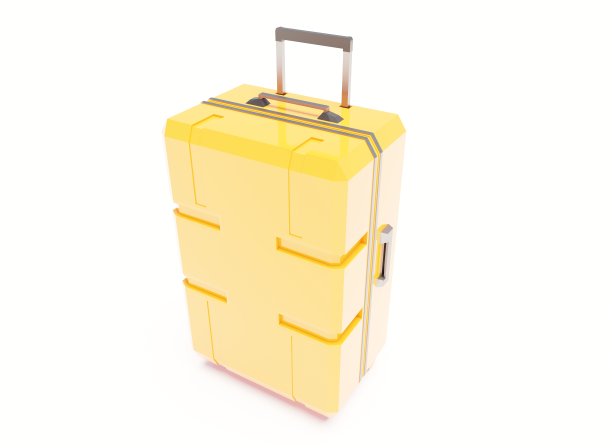 白色行李箱上的黄色皮箱图片下载