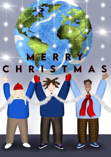 贺卡牵手世界地球仪图片下载