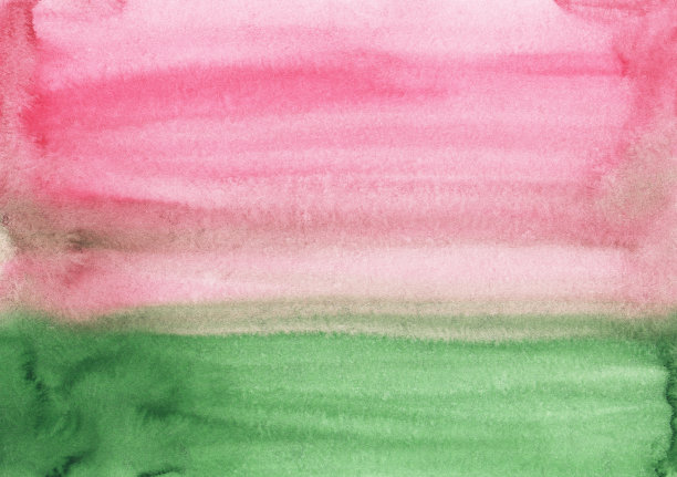 水彩浅粉色和绿色抽象背景纹理。在纸上挥笔。图片下载