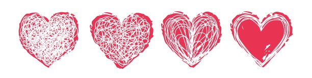 手绘涂鸦心旗帜孤立在白色图片下载