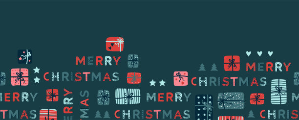 可爱的手绘字母“圣诞快乐”，创意的文字，水平无缝模式，伟大的横幅，壁纸，纺织品，包装-矢量设计图片下载