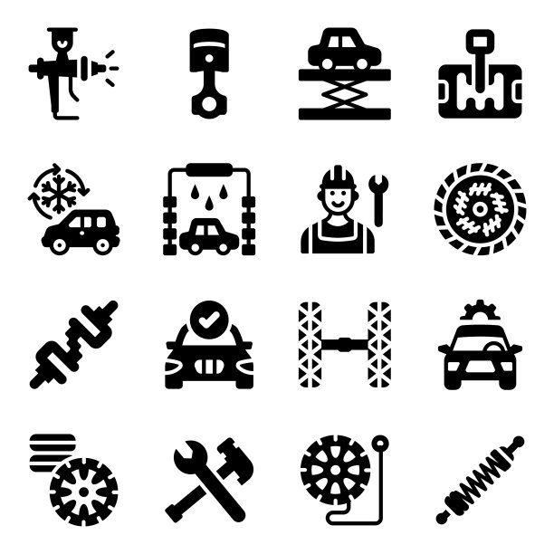 汽车修理服务图标在现代充满风格图片下载