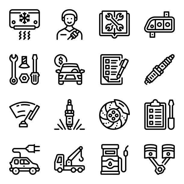 现代填充风格的汽车组件图标图片下载