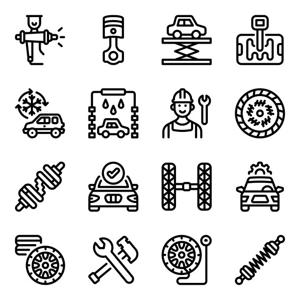 汽车修理服务图标在现代充满风格图片下载