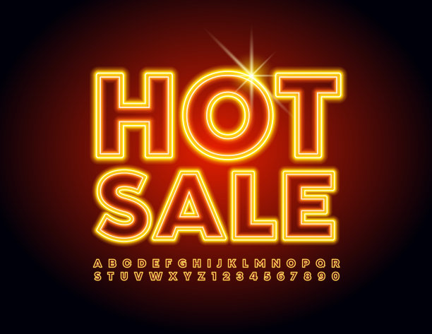 矢量宣传横幅热销。一套照明字母和数字图片下载