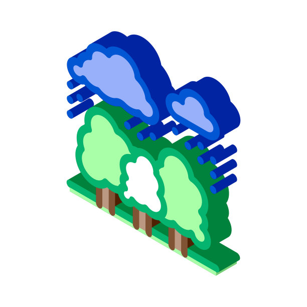 热带雨等距图标矢量插图颜色图片下载