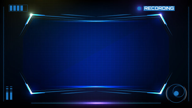 抽象未来的蓝色发光技术科幻框架hud UI背景图片下载