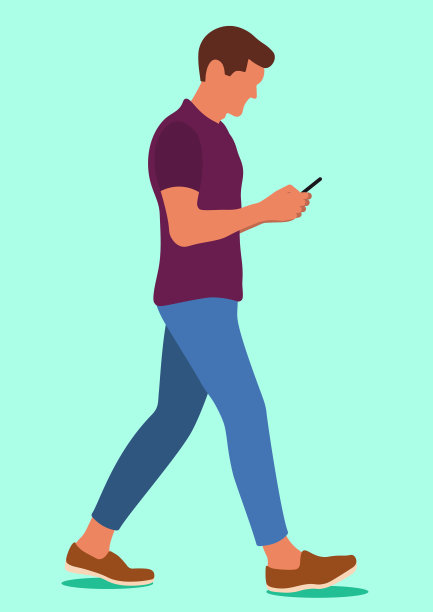走路的人用手机读和写信息图片下载