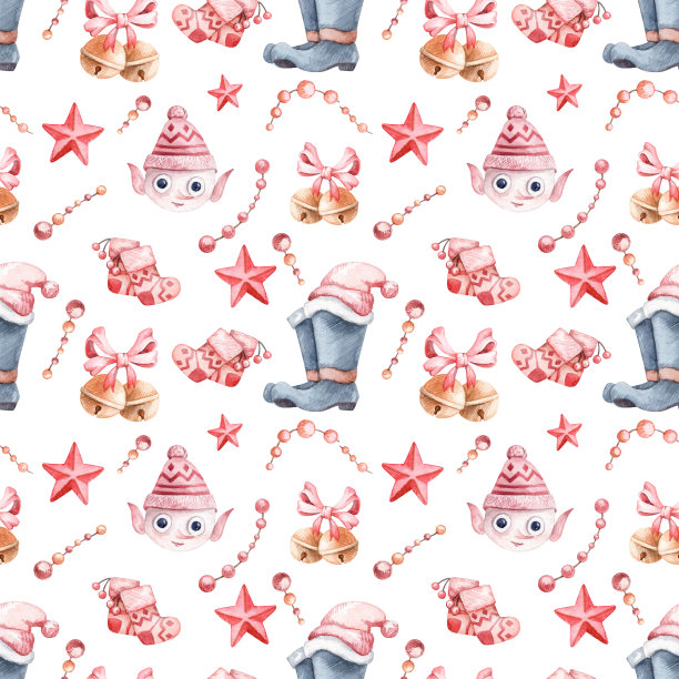 无缝图案与圣诞装饰元素图片下载