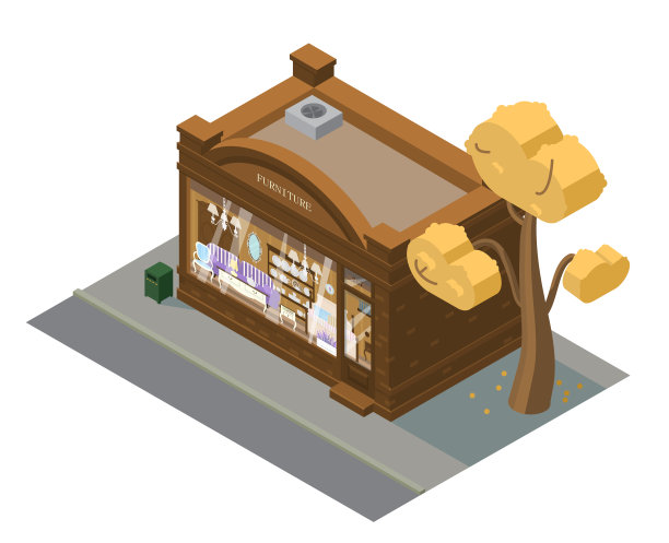 等距家具商店大楼图片下载