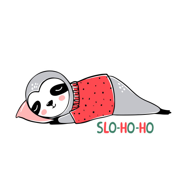 可爱的向量懒熊睡觉。涂鸦,素描风格。最好的圣诞礼物。图片下载