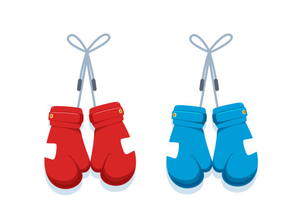 悬挂拳击手套。孤立的矢量图图片下载