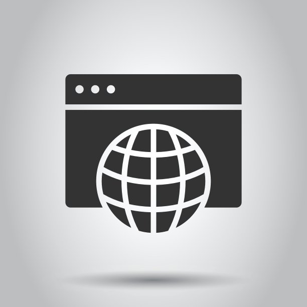 网站域名图标在平面风格。全球互联网地址矢量图上的白色孤立背景。服务器的业务概念。图片下载