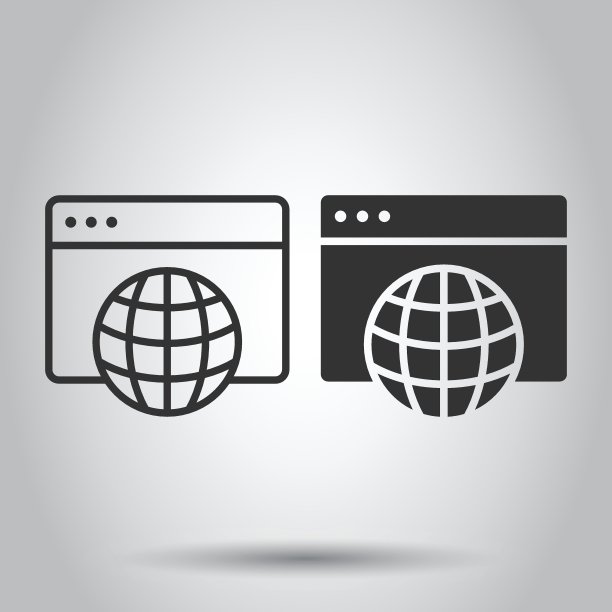 网站域名图标在平面风格。全球互联网地址矢量图上的白色孤立背景。服务器的业务概念。图片下载