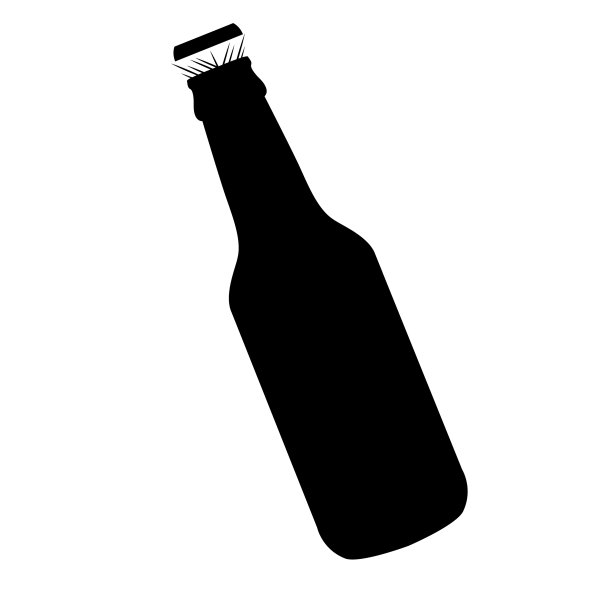 单扁啤酒瓶图标孤立在一个白色图片下载