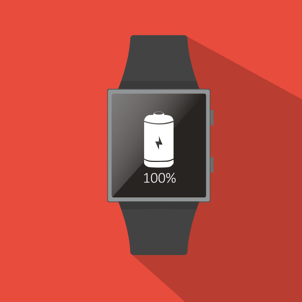 智能手表与全电池图标扁平概念图片下载
