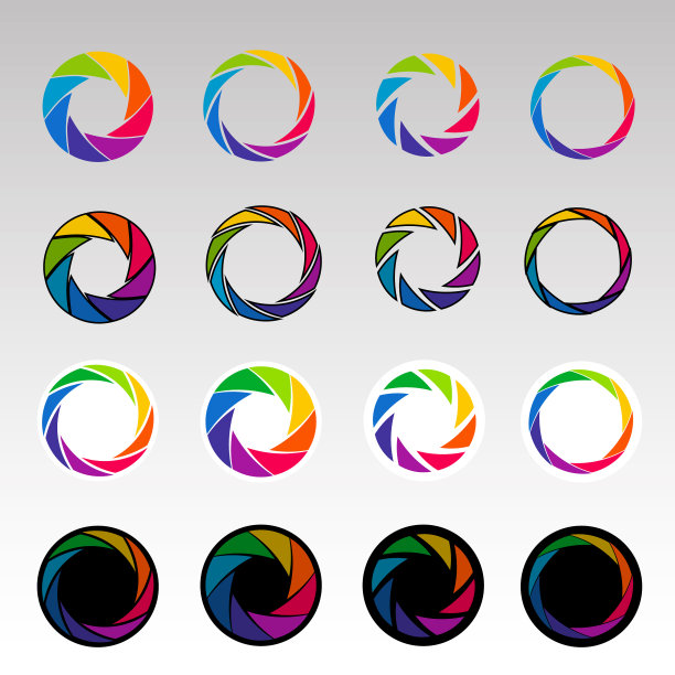 抽象的颜色形状螺旋孔径快门图片下载