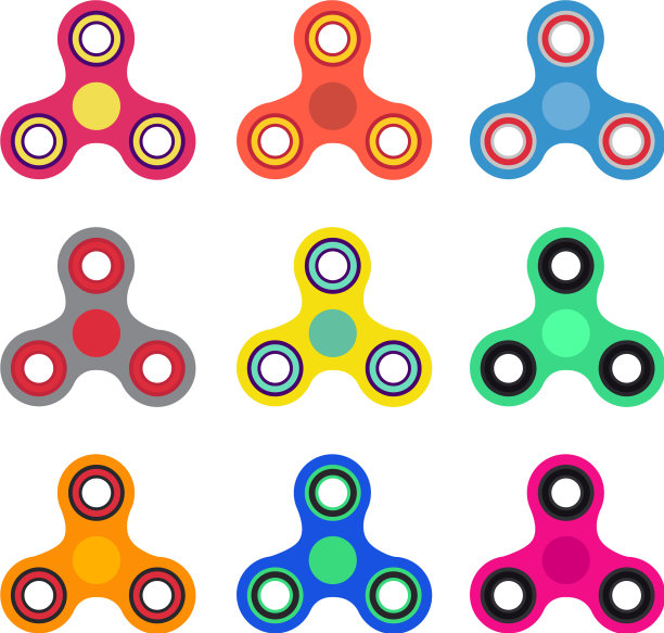 设置手纺锤玩具在平面和卡通图片下载