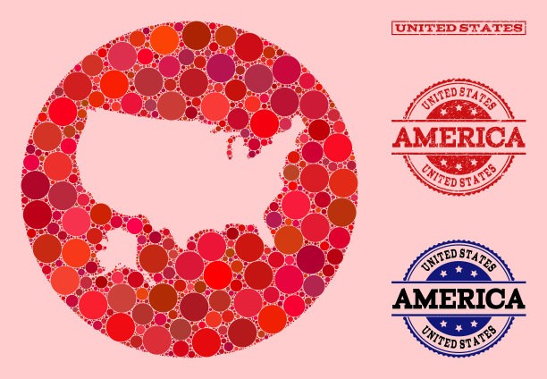 洞圆地图美国和阿拉斯加马赛克和图片下载