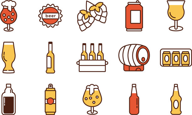 国际啤酒日图标合集图片下载