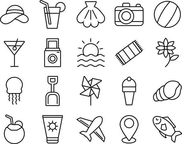 捆绑夏季度假集图标图片下载