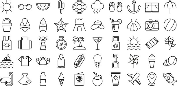 捆绑夏季度假集图标图片下载