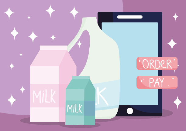 网上市场智能手机牛奶盒和奶瓶图片下载