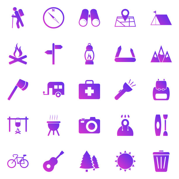 徒步渐变图标上的白色背景图片下载