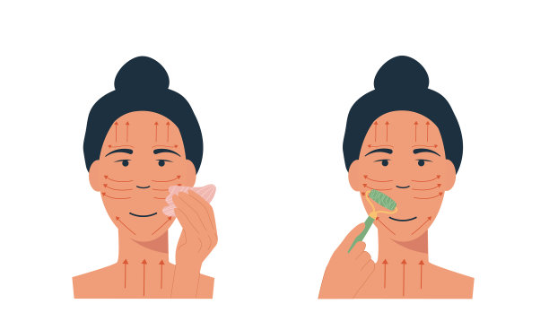 女人用玉面滚轮和刮痧石图片下载