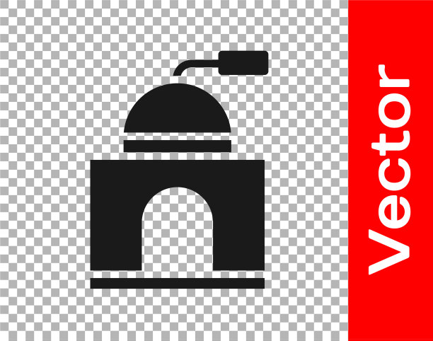 黑色手动咖啡研磨机图标隔离图片下载