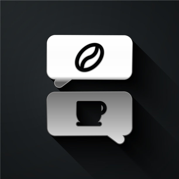 银色咖啡和对话图标隔离图片下载