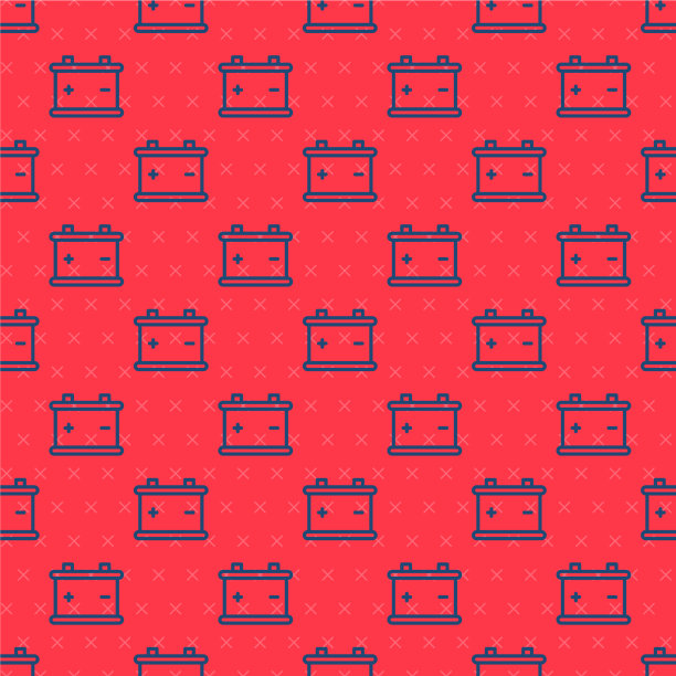 蓝线汽车电池图标隔离无缝图片下载