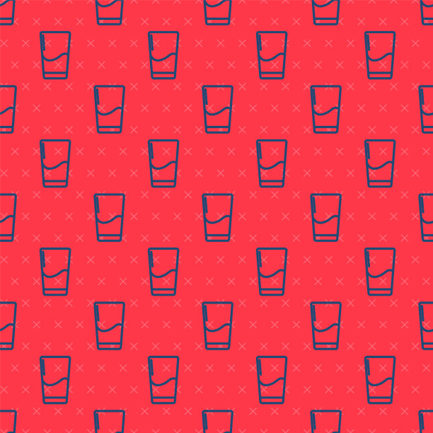 蓝线玻璃与水的图标隔离无缝图片下载