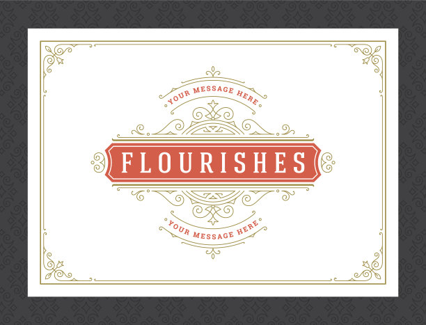 复古装饰贺卡，书法华丽图片下载