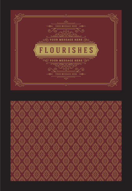 复古装饰贺卡，书法华丽图片下载
