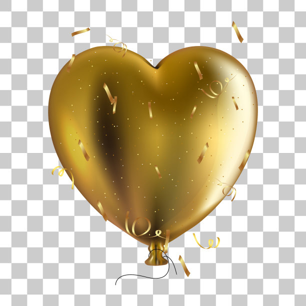 现实的金色气球与五彩纸屑图片下载