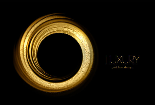 抽象闪亮的彩色金色波浪设计元素图片下载