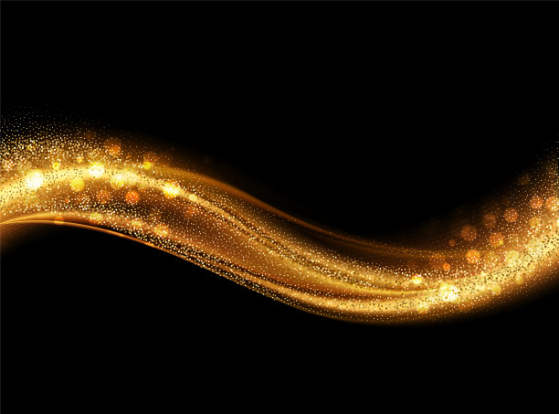 抽象闪亮的彩色金色波浪设计元素图片下载