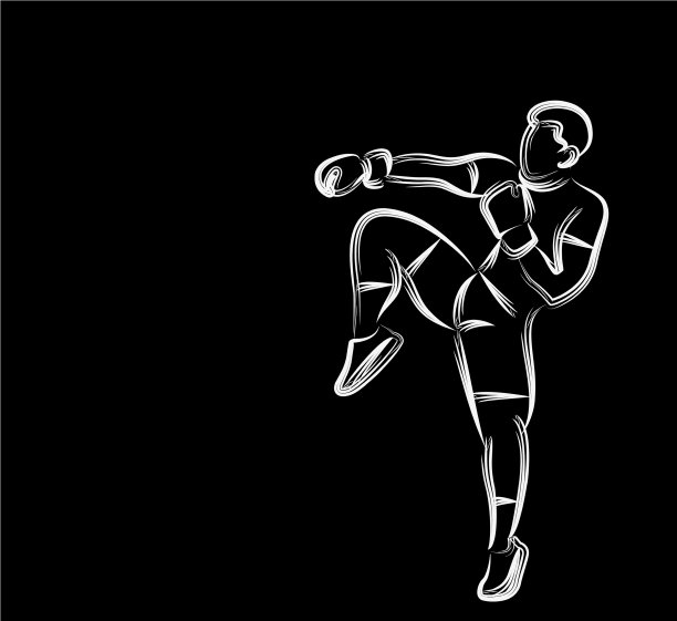 剪影空手道做站立侧踢图片下载