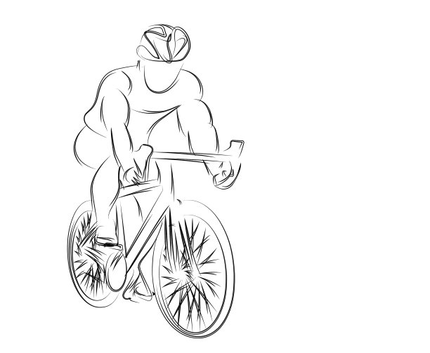 现代自行车运动员在行动线艺术绘画图片下载