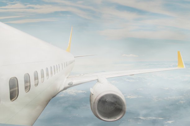 在云上飞行的飞机的身体在雾。图片下载