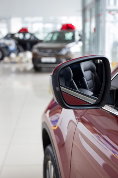 带有模糊背景的新型现代汽车。汽车汽车经销商。图片下载