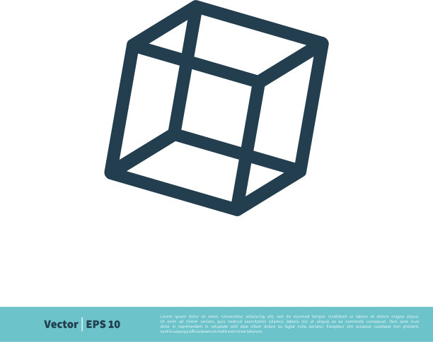 立方体盒子线条艺术图标标志模板设计eps 10图片下载