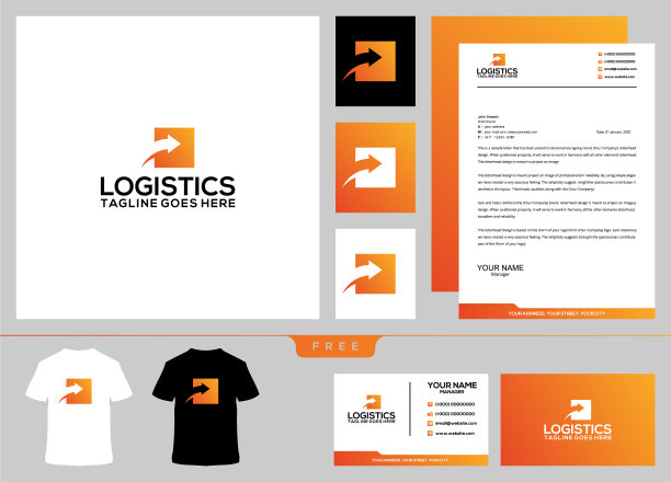 物流标志设计模板和名片图片下载
