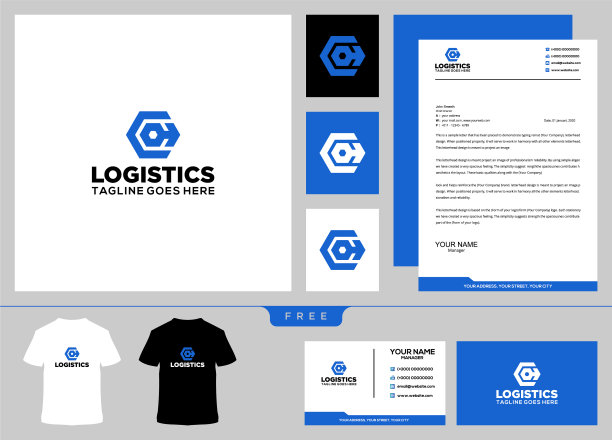 物流标志设计模板和名片图片下载