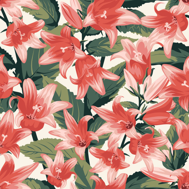 无缝模式与珊瑚风铃-花图片下载