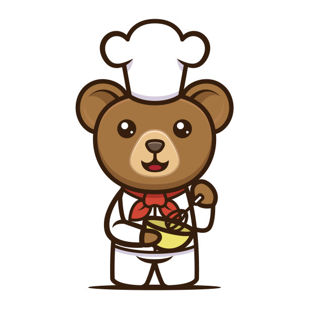 烹煮可爱的小熊吉祥物设计图片下载