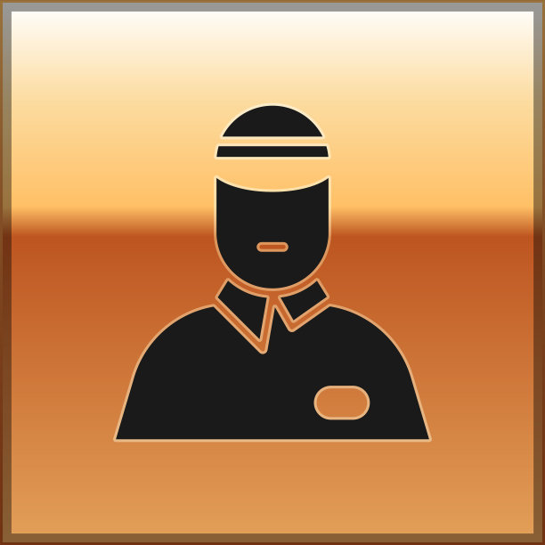 黑色卖家图标孤立在黄金背景图片下载