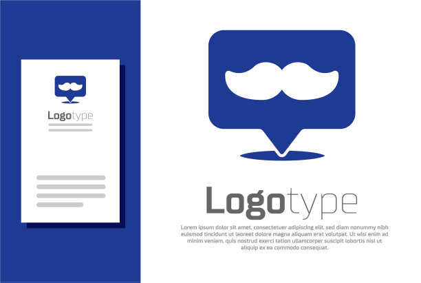 蓝色理发店图标孤立在白色背景图片下载