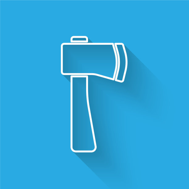 白线木斧图标孤立与长图片下载